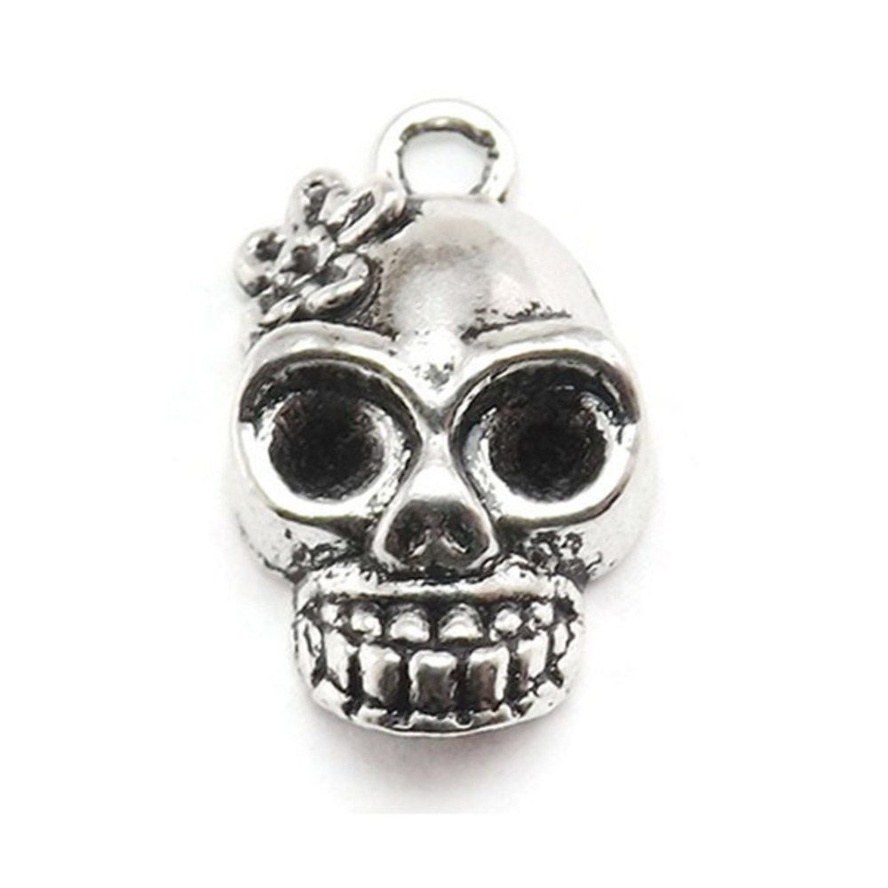 5pcs Silver Skull Charms, Day of the Dead Skull Charms, silver tone‎ metal